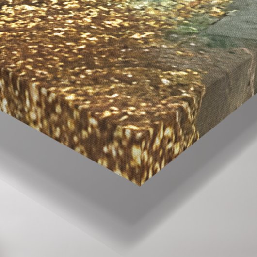 Celestial Currents – Abstract goud en smaragdgroen Canvas Afdruk (Hoek(Onderkant))