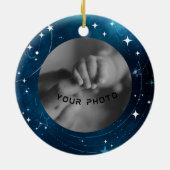 Celestial Deep Blue Outer Space Geboorteaankondigi Keramisch Ornament (Achterkant)
