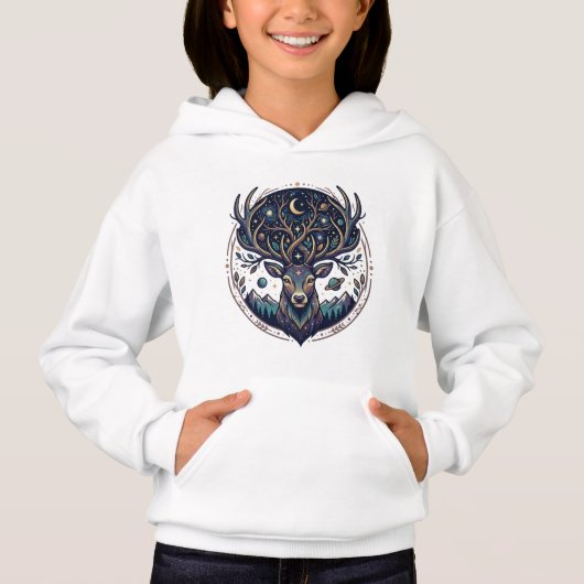 Celestial Deer Mystical Moon & Star Art Stag (Devant)