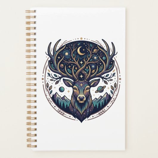 Celestial Deer Mystical Moon & Star Art Stag (Devant)