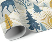 Celestial Deer Winter Mountains Cadeaupapier (Rol Hoek)