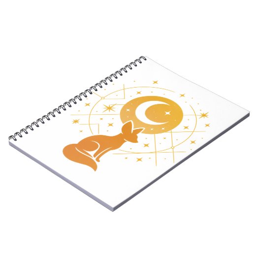 Celestial Desert Fox – Kosmische Maan en Sterren Notitieboek (Linkerzijde)
