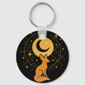 Celestial Desert Fox – Kosmische Maan en Sterren Sleutelhanger (Voorkant)