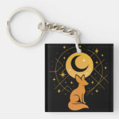 Celestial Desert Fox – Kosmische Maan en Sterren Sleutelhanger (voorkant)