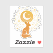 Celestial Desert Fox – Kosmische Maan en Sterren Sticker (Vel)