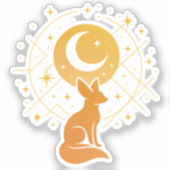 Celestial Desert Fox – Kosmische Maan en Sterren Sticker (Voorkant)