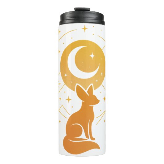 Celestial Desert Fox – Kosmische Maan en Sterren Thermosbeker (Voorkant)
