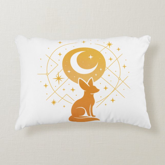 Celestial Desert Fox – Moon and Stars Cosmic  Accent Kussen (Voorkant)