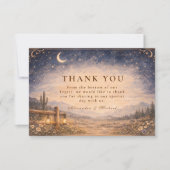 Celestial Desert Moonlit Western Wedding Bedankkaart (Voorkant)