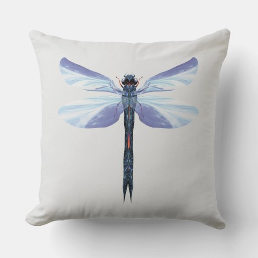 Celestial Dragonfly – Surreal Blue Insect Art Pill Kussen (Voorkant)