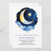 Celestial Dream Blue Moon Boy Baby shower Kaart (Voorkant / Achterkant)