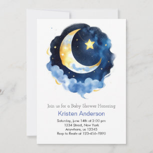 Celestial Dream Blue Moon Boy Baby shower Kaart