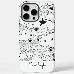 Celestial Dreams Doodles gepersonaliseerd iPhone 16 Pro Max Hoesje