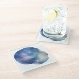 Celestial Dreams: Een Waterverf Verkenning Glazen Onderzetter