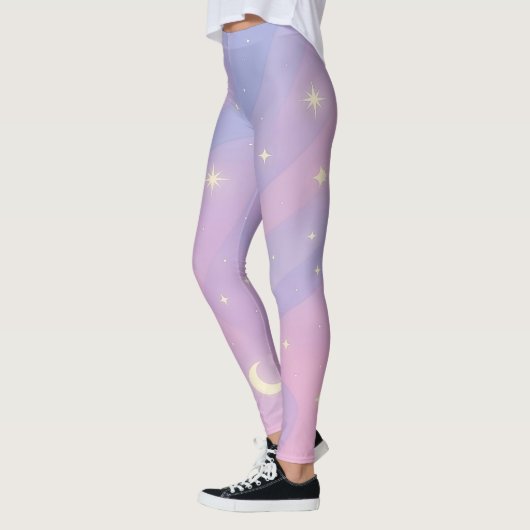 Celestial Dreamscape – Soft Pastel Galaxy Leggings (Gauche)