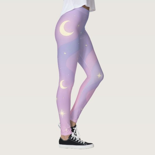 Celestial Dreamscape – Soft Pastel Galaxy Leggings (Droite)