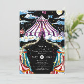 Celestial Eenvoudig Circus Verjaardag Kaart (Staand voorkant)