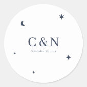 Celestial Eenvoudig Monogram Bruiloft Sticker (Voorkant)