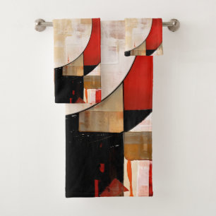 Celestial Elegance: Abstracte Exploratie in Beige Bad Handdoek