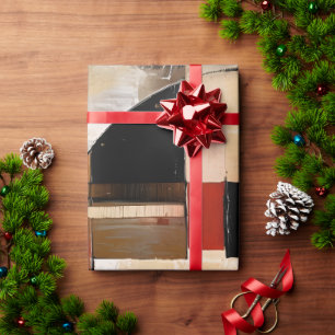 Celestial Elegance: Abstracte Exploratie in Beige Cadeaupapier