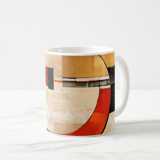 Celestial Elegance: Abstracte Exploratie in Beige Koffiemok (Voorkant rechts)