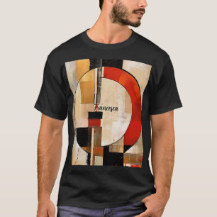 Celestial Elegance: Abstracte Exploratie in Beige T-shirt