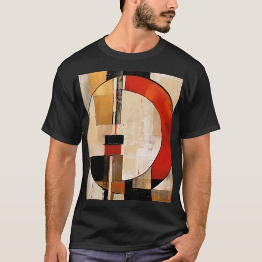 Celestial Elegance: Abstracte Exploratie in Beige T-shirt (Voorkant)