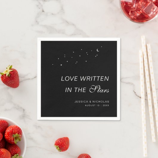 Celestial Elegant Script Minimal Black Wedding Servet (Insitu)
