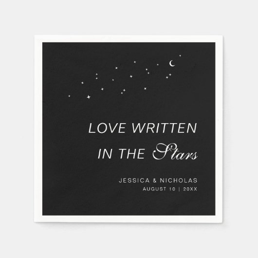 Celestial Elegant Script Minimal Black Wedding Servet (Voorkant)