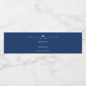 Celestial Elegant Stars Navy Blue Wedding Waterfles Etiket (Enkel label)