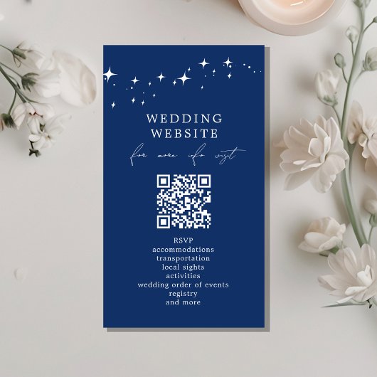 Celestial Elegant Wedding QR Code Website Details Informatiekaartje