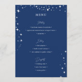 Celestial Elegant Wedding Simple Navy Blue Menu (Devant)