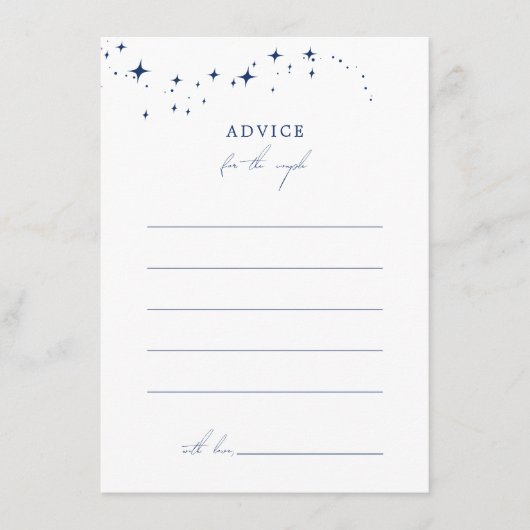 Celestial Elegant White Wedding Advice Card Advieskaart (Voorkant)