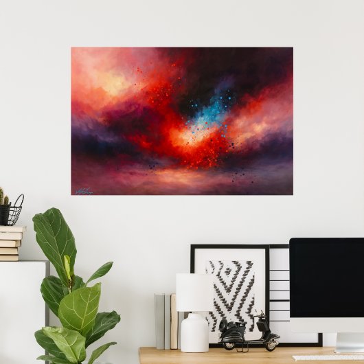 Celestial Emberfall Abstract Poster (Thuiskantoor)