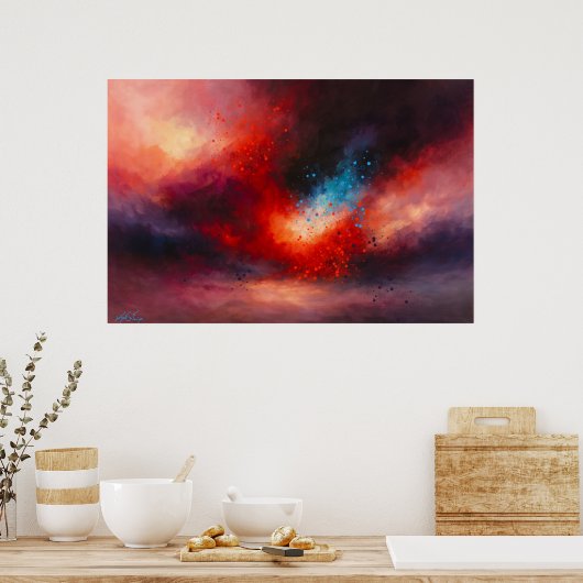 Celestial Emberfall Abstract Poster (Keuken)