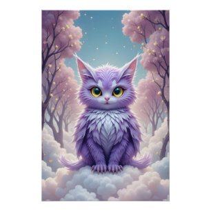 Celestial Feline Fantasy Perfect Poster