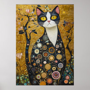 Celestial Feline in goud Poster