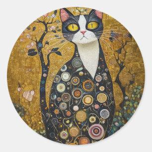 Celestial Feline in goud Ronde Sticker