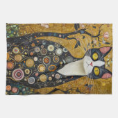 Celestial Feline in goud Theedoek (Horizontaal)