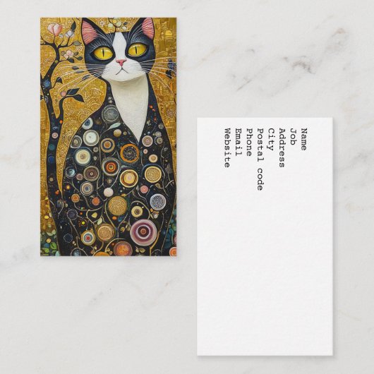 Celestial Feline in goud Visitekaartje (Voorkant / Achterkant)