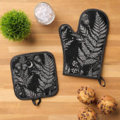 Celestial Fern Moon Oven Mitt Set (Top down)