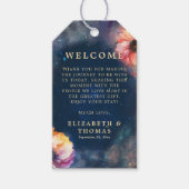 Celestial Floral Galaxy Starry Night Blue Wedding Cadeaulabel (Voorkant)