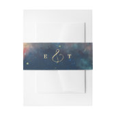 Celestial Floral Galaxy Starry Night Blue Wedding Uitnodigingen Wikkel (Voorkant Voorbeeld)
