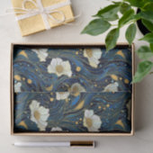 Celestial Florals Cream en Goud op Marine Tissuepapier (Geschenk)