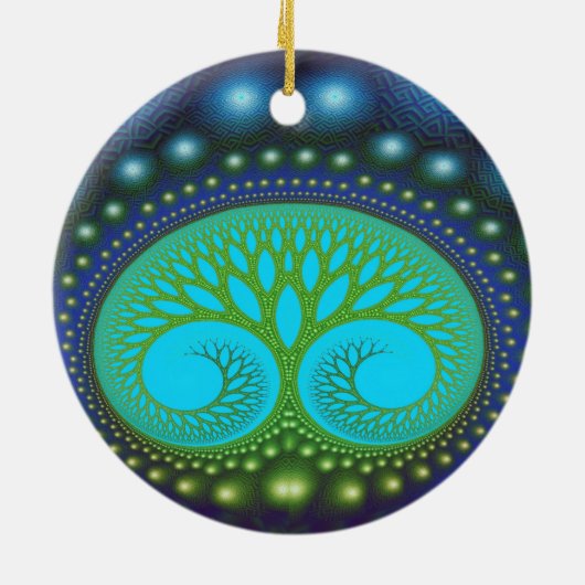 Celestial Forest Natuur Pattern Abstract Art Keramisch Ornament (Achterkant)