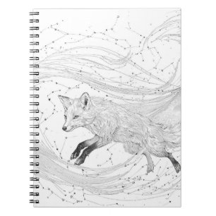 Celestial Fox Constellation Ink Drawing Notitieboek