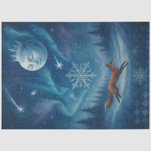 Celestial Fox & Winter Moon Gotische Fantasy Tissuepapier (Voorkant)