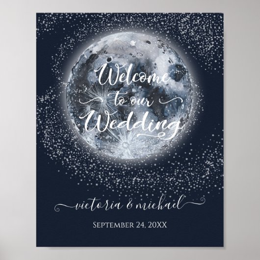 Celestial Full Moon and Stars Wedding Welcome Poster (Voorkant)