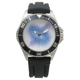 Celestial Galaxy Clock – Cosmic Space Art in Blue  Horloge
