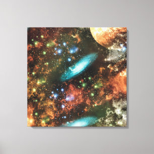 Celestial Galaxy Nebula Space Hubble Foto Canvas Afdruk